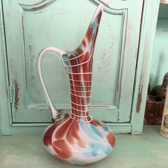 Cristales de Chihuahua Hand Blown Glass Pitcher Carafe Made in Mexico - Picture 1 of 11